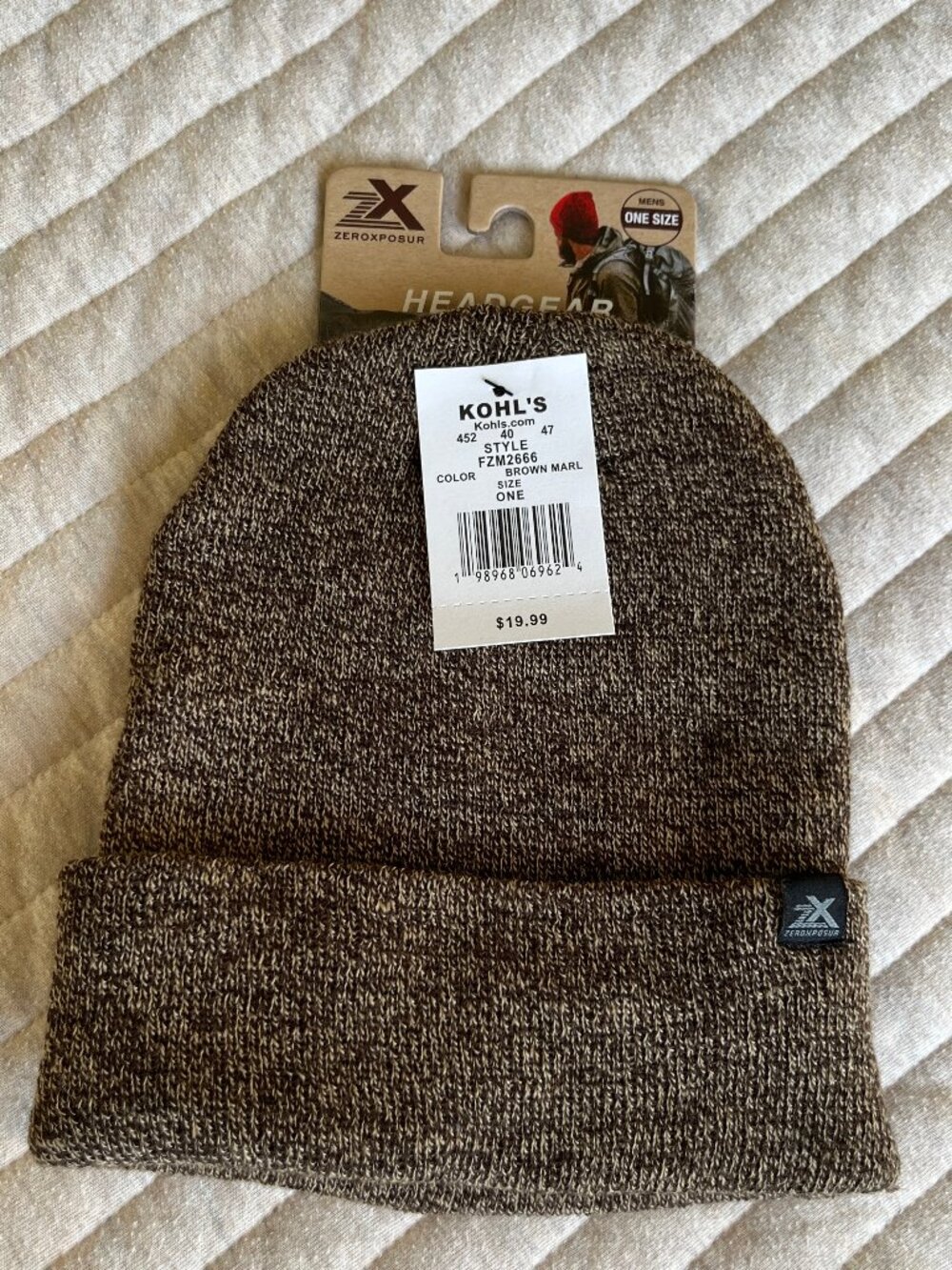 NEW ZeroXposur Men's Brown Marled Knit Winter Hat / Beanie One Size
